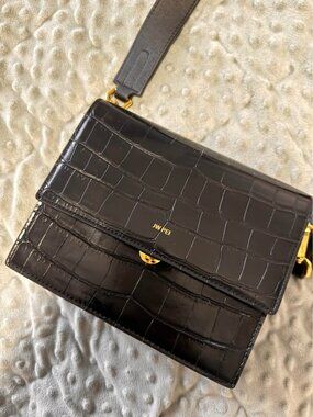 Mini Flap Crossbody - Black Croc